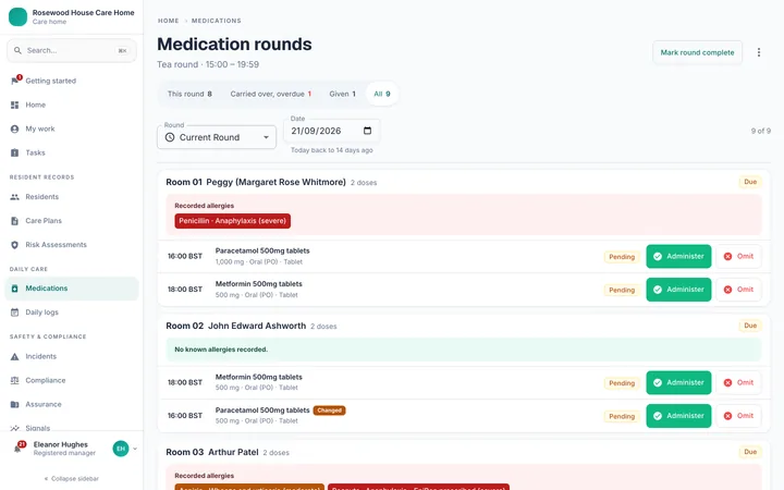 A medicine round in Atara Care