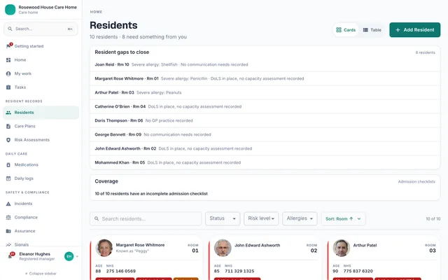 The residents register in Atara Care